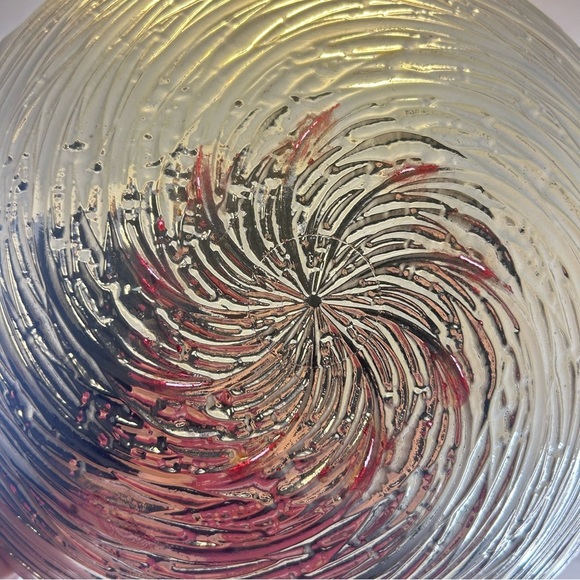 Artistic Accents Glass Decorative Bowl Red Orange Gold Silver Made in Turkey - Picture 6 of 11